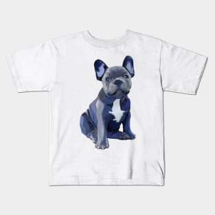 Painting of a French Bulldog in Blues Kids T-Shirt